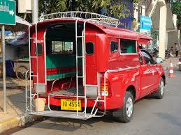 Songtaew red truck